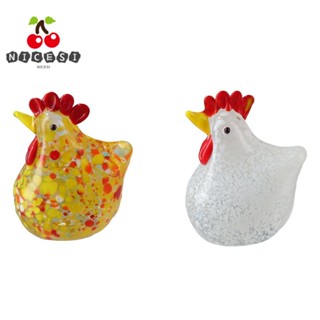 Nicesi ไก่แก้ว สีขาว และสี ขนาดเล็ก สําหรับตกแต่งบ้าน และออฟฟิศ 2 ชิ้น