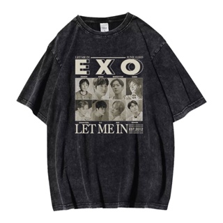 เสื้อยืดลําลอง ผ้าฝ้าย แขนสั้น คอกลม พิมพ์ลาย Kpop EXO XIUMIN SUHO BaekHyun Park Chan Yeol Oh Se Hun คุณภาพสูง สําหรับผู้ชาย และผู้หญิง