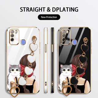 Ybd เคสโทรศัพท์มือถือ ลายโบว์ แมวน่ารัก หรูหรา พร้อมสายคล้องมือ สําหรับ Infinix Itel S16 S17 P38 Vision 1 Pro Vision 3