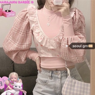 เสื้อแขนยาว แบบสวมหัว ลายดอกไม้ และเสื้อเชิ้ต สองชิ้น สําหรับผู้หญิง
