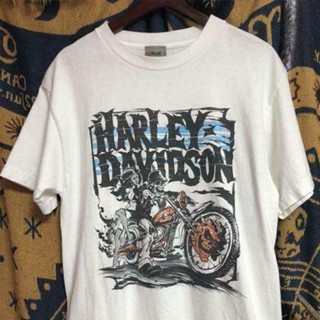 เสื้อยืดใหม่ เสื้อยืดคอตตอนพิมพ์พรีเมี่ยม 2023 Harley Men Cotton Davidson Band Bike Clothesผ้านุ่มสบายและระบายอากาศ