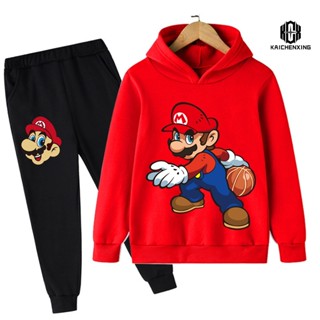 เสื้อกันหนาวลําลอง มีฮู้ด ลายการ์ตูนอนิเมะ Super Mario แฟชั่นฤดูใบไม้ร่วง และฤดูหนาว สําหรับเด็กผู้ชาย และเด็กผู้หญิง 2023