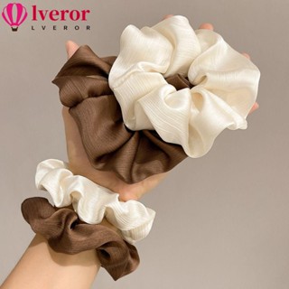 Lveror ยางรัดผมหางม้า ขนาดใหญ่ สีเบจ สีกาแฟ ขนาดเล็ก 5 ชิ้น