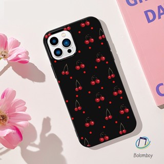 คู่เคสโทรศัพท์ สำหรับไอโฟน 11 12 13 14 15 Pro Max 7 8 Plus XR X XS MAX SE เชอร์รี่ สีดำ อ่อนนุ่มทีพียูสีเยลลี่เปลือก