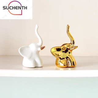 Suchenth รูปปั้นช้างเซรามิค สีทอง ขาว สไตล์โมเดิร์น สําหรับตกแต่งบ้าน ห้องนอน 1 2 ชิ้น