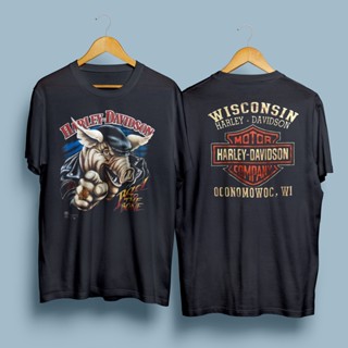 เสื้อยืดฮาเลย์ Harley-Davidson เสื้อยืดลำลองฤดูร้อน แขนสั้นพิมพ์พรีเมี่ยมผ้านุ่มสบายและระบายอากาศ