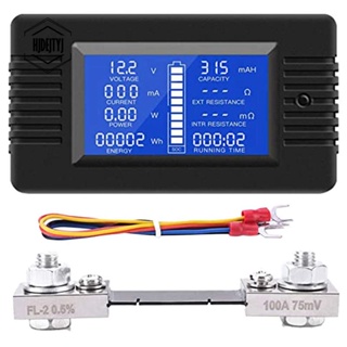 มัลติมิเตอร์ โวลต์มิเตอร์ ทดสอบความจุแบตเตอรี่ DC 0-200V Shunt 100A