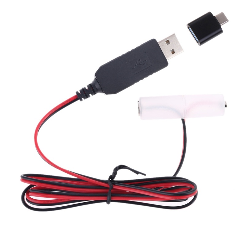 Ch*【พร้อมส่ง】สายเคเบิลแบตเตอรี่ดัมมี่ Type-C USB เป็น 1 5-6V AA สําหรับวิทยุ ไฟ LED ของเล่น