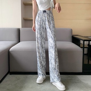 228# tie-dye wide-leg pants Womens Summer Thin Loose Straight All-Match High Waist Casual Pants