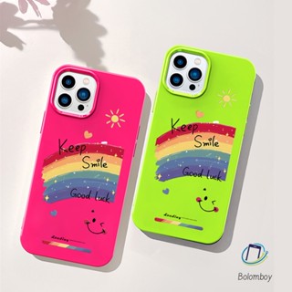 คู่เคสโทรศัพท์ สำหรับไอโฟน 11 12 13 14 15 Pro Max 7 8 Plus XR X XS MAX SE รอยยิ้มสีรุ้ง อ่อนนุ่มทีพียูสีเยลลี่เปลือก