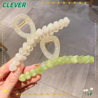 Clever กิ๊บติดผมหางม้า รูปหัวใจ ขนาดใหญ่ สีเจลลี่ แฟชั่นสําหรับผู้หญิง