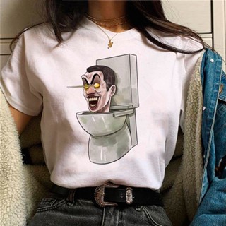 เสื้อยืด พิมพ์ลาย Skibidi Toilet สไตล์ญี่ปุ่น ฮาราจูกุ สตรีท สําหรับผู้หญิง