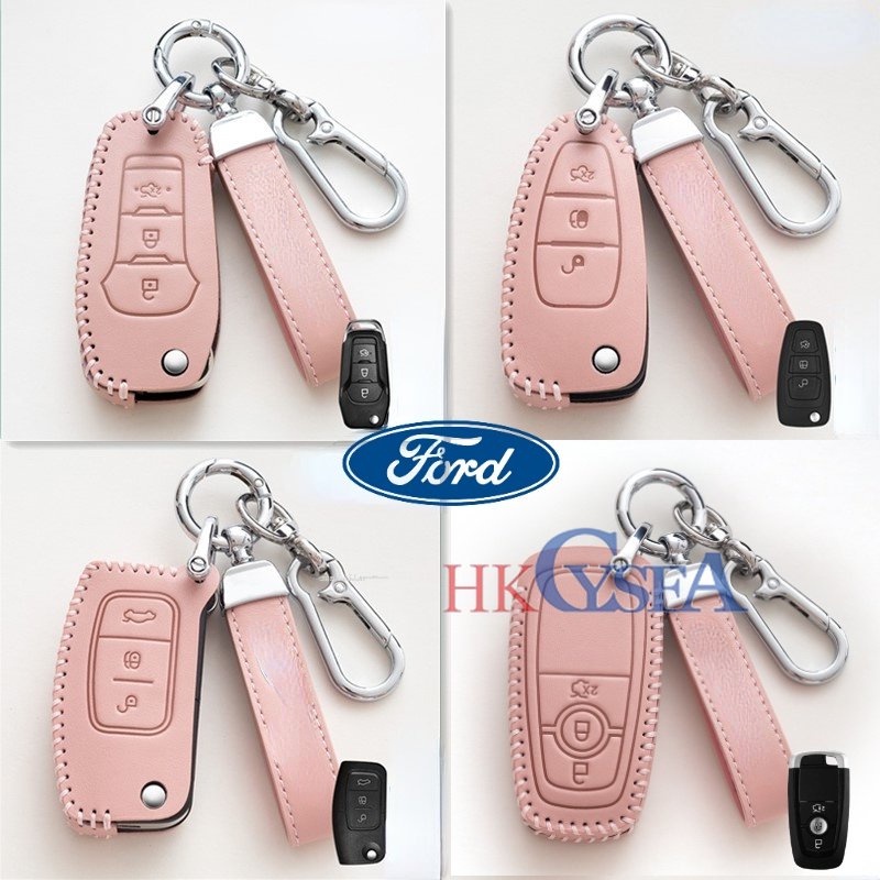 เคสกุญแจรีโมทรถยนต์ แบบหนัง สําหรับ Ford Ranger Mustang Ecosport Everest Focus Fiesta Explorer