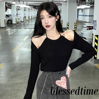 Blessedtime- เสื้อกันหนาวแขนยาว ผ้าถัก สําหรับผู้หญิง