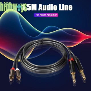 อะแดปเตอร์สายเคเบิล Dual 1/4 Mono Male to 2 RCA Male 1.5 ม. สําหรับเครื่องขยายเสียงมิกเซอร์ AU [highways.th]