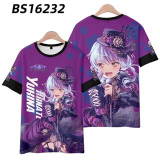 23 BanG Dream Roselia เสื้อยืดแขนสั้น กางเกงขาสั้น คอสเพลย์ ลายการ์ตูนอนิเมะ Haori Kimon 3D แฟชั่นสําหรับผู้หญิง