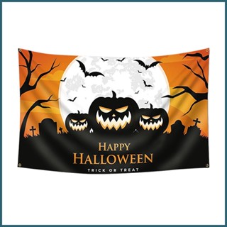 Happy Halloween ภาพพื้นหลัง ลายการ์ตูนฟักทอง สยองขวัญ ดวงจันทร์ กลางคืน ขนาด 150X90 ซม. 59X35 นิ้ว สําหรับตกแต่งปาร์ตี้ฮาโลวีน