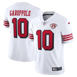 Qy NFL เสื้อยืดกีฬาแขนสั้น ลายทีมชาติฟุตบอล San Francisco 49ers Game Jersey Jimmy Garoppolo สีขาว พลัสไซซ์