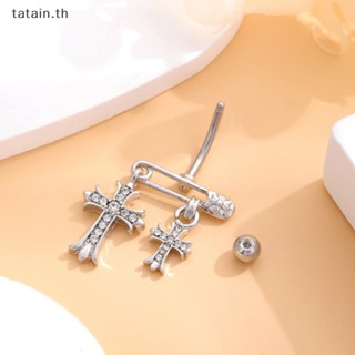 Tatain Cross แหวนสเตนเลส ห้อยจี้คริสตัล รูปดาวเคราะห์ เครื่องประดับ สําหรับผู้หญิง