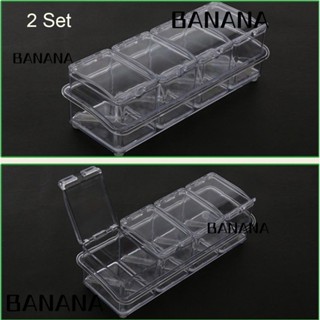 Banana1 ชั้นวางเครื่องปรุงรส พลาสติก ความจุขนาดใหญ่ พร้อมฝาปิด และช้อน 2 ชุด