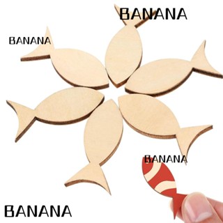 Banana1 แผ่นไม้ตัดปลา รูปสัตว์ทะเลธรรมชาติ ขนาด 40*19 มม. 100 ชิ้น