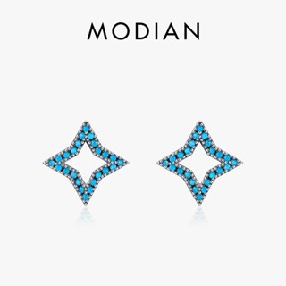 Modian ต่างหูสตั๊ด เงินสเตอร์ลิง 925 จี้รูปดาว สีเขียวขุ่น เครื่องประดับแฟชั่น สําหรับผู้หญิง