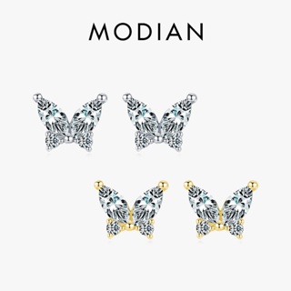 Modian ต่างหูสตั๊ด เงินแท้ 925 จี้รูปผีเสื้อน่ารัก เครื่องประดับ สําหรับผู้หญิง 2021