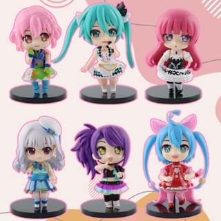 โมเดลฟิกเกอร์ PVC รูปปั้นอนิเมะ Hatsune Miku 4 Generations Q Version ขนาดเล็ก 6 ชิ้น สําหรับเด็ก