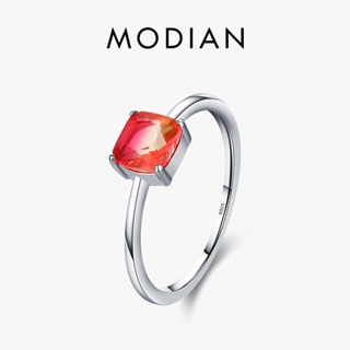 Modian แหวนเงินแท้ 925 ทรงสี่เหลี่ยม คละสี เรียบง่าย สไตล์คลาสสิก เครื่องประดับ สําหรับผู้หญิง