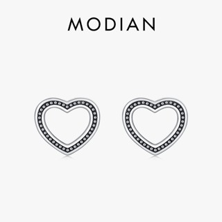 Modian ของแท้ ต่างหูสตั๊ด เงินแท้ 925 รูปหัวใจ สไตล์วินเทจ เครื่องประดับ สําหรับผู้หญิง