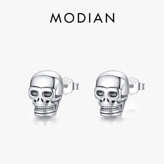 Modian ของแท้ ต่างหูสตั๊ด เงินแท้ 925 รูปกะโหลก สไตล์พังก์ ฮิปฮอป เครื่องประดับแฟชั่น สําหรับผู้หญิง และผู้ชาย