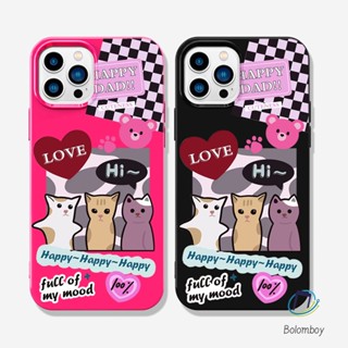 คู่เคสโทรศัพท์ สำหรับไอโฟน 11 12 13 14 15 Pro Max 7 8 Plus XR X XS MAX แมวน่ารักสามตัว ดำแดงอ่อนนุ่มทีพียูสีเยลลี่เปลือก