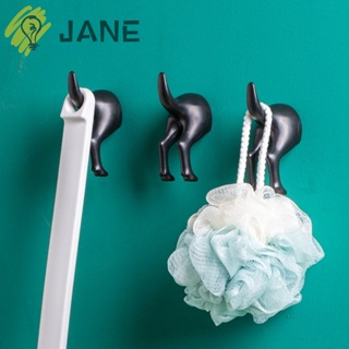 Jane ตะขอแขวนเสื้อโค้ท พลาสติก สีดํา 3.93*1.97*1.57 นิ้ว 1/6 ชิ้น