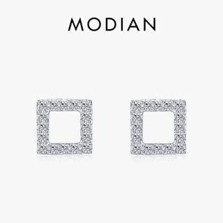 Modian Minimalism ต่างหูสตั๊ด เงินแท้ 925 ทรงสี่เหลี่ยม เรียบง่าย เครื่องประดับแฟชั่น สําหรับผู้หญิง