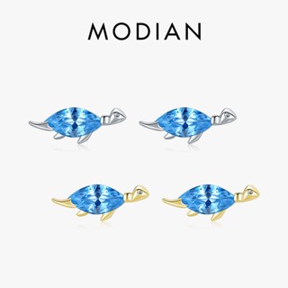 Modian ต่างหูสตั๊ด เงินแท้ 925 จี้รูปไดโนเสาร์ ประดับเพทาย สีฟ้า สําหรับผู้หญิง และเด็ก