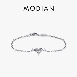 Modian สร้อยข้อมือเงินแท้ 925 จี้รูปหัวใจ ประดับคริสตัล เครื่องประดับแฟชั่น สไตล์โรแมนติก คลาสสิก สําหรับผู้หญิง งานแต่งงาน 2022