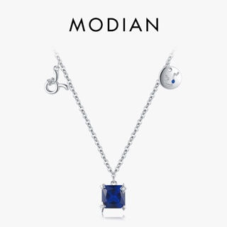 Modian สร้อยคอโซ่เงินแท้ 925 จี้รูปกลุ่มดาว ประดับเพทาย สีฟ้า เครื่องประดับสตรี