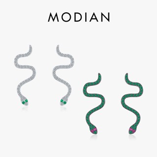 Modian ต่างหูเงินสเตอร์ลิง 925 รูปงู สีดํา หรูหรา เครื่องประดับ สําหรับผู้หญิง 2021