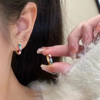 เครื่องประดับ ต่างหู ทรงกลม สีทอง 1 คู่