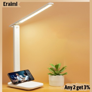 Eralml โคมไฟตั้งโต๊ะ LED 3 สี ปรับความสว่างได้ แบบพกพา พับได้ ไม่ต้องสั่นสะเทือน สําหรับอ่านหนังสือ