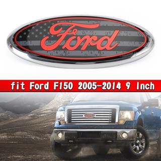 สีเทา U.S. FLAG ด้านหน้า Grille Grill รูปไข่สัญลักษณ์ Fit Ford F150 2005-2014 9 นิ้ว