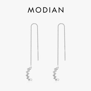 Modian ใหม่ ต่างหูเงินแท้ 925 ประดับพู่ยาว 100% เครื่องประดับแฟชั่น สําหรับผู้หญิง