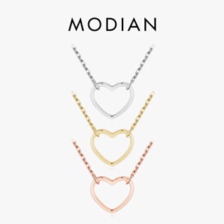 Modian สร้อยคอเงินแท้ 925 จี้รูปหัวใจ 3 สี เครื่องประดับแฟชั่น สําหรับผู้หญิง ครบรอบ 100%