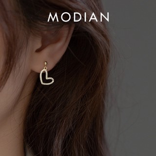 Modian Romantic ต่างหูสตั๊ด เงินแท้ 925 ทอง 14K รูปหัวใจ เครื่องประดับแฟชั่น สําหรับผู้หญิง