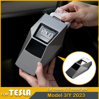 กล่องเก็บของอิเล็กทรอนิกส์ ซ่อนได้ อุปกรณ์เสริม สําหรับรถยนต์ Tesla Model 3 Y Hi Pass E-ZPass 2023