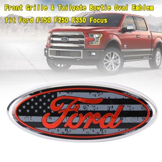 Front Grille Grill &amp; Tailgate Bowtie ตราสัญลักษณ์วงรี Fit Ford F150 F250 F350 Focus