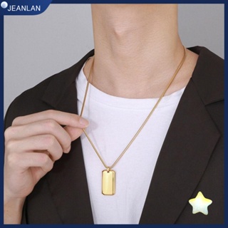 Jeanlan สร้อยคอ จี้สี่เหลี่ยมผืนผ้า ทรงเรขาคณิต สีดํา สีเงิน สีทอง สร้อยคอแฟชั่น พร้อมโซ่ สเตนเลส ปลอกคอผู้หญิง