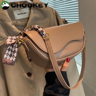 Chookey กระเป๋าสะพายไหล่ กระเป๋าถือ หนัง PU สีพื้น สไตล์วินเทจ สําหรับนักเรียน