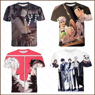 Cool เสื้อยืดแขนสั้นลําลอง พิมพ์ลายอนิเมะ Jujutsu Kaisen Gojo Satoru 3D พลัสไซซ์ แฟชั่นสําหรับผู้ชาย และผู้หญิง