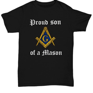 เสื้อยืด พิมพ์ลายสัญลักษณ์ Proud Son Of A Mason Freemasonry Masonic Family สําหรับผู้ชาย